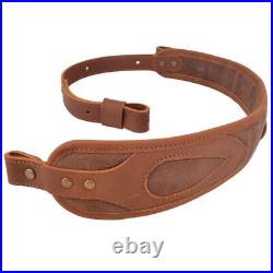 Vintage Leather Rifle Padded Sling Strap Hunting Shotgun Soft Shoulder Belt