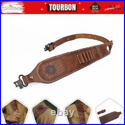 Vintage Leather Rifle Sling Ammo Strap Shooting Thumb Rest+ 1in QD Swivels Clip