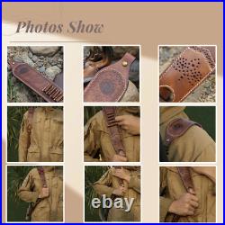 Vintage Leather Rifle Sling Ammo Strap Shooting Thumb Rest+ 1in QD Swivels Clip