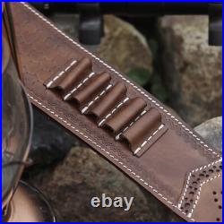 Vintage Leather Rifle Sling Ammo Strap Shooting Thumb Rest+ 1in QD Swivels Clip