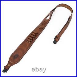 Vintage Leather Rifle Sling Ammo Strap Shooting Thumb Rest+ 1in QD Swivels Clip