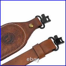 Vintage Leather Rifle Sling Ammo Strap Shooting Thumb Rest+ 1in QD Swivels Clip