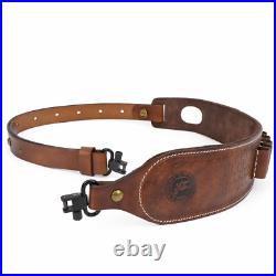 Vintage Leather Rifle Sling Ammo Strap Shooting Thumb Rest+ 1in QD Swivels Clip