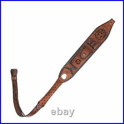 Vintage Leather Rifle Sling Gun Ammo Carrier Strap withPocket Knife Sheath-TOURBON