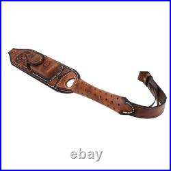 Vintage Leather Rifle Sling Gun Ammo Carry Strap withFolding Knife Sheath-TOURBON