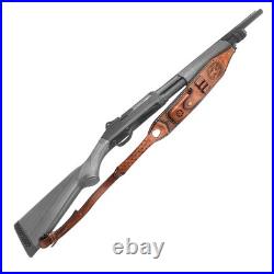 Vintage Leather Rifle Sling Gun Ammo Carry Strap withFolding Knife Sheath-TOURBON