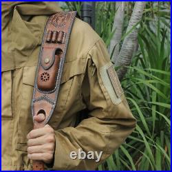 Vintage Leather Rifle Sling Gun Ammo Carry Strap withKnife Sheath Pocket in USA