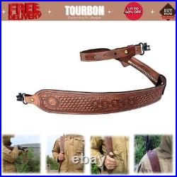 Vintage Leather Rifle Sling Gun Carry Strap Shooting Rest+ Pair Swivels
