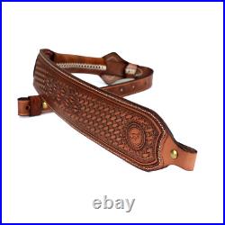 Vintage Leather Rifle Sling Gun Carry Strap Shooting Rest+ Pair Swivels