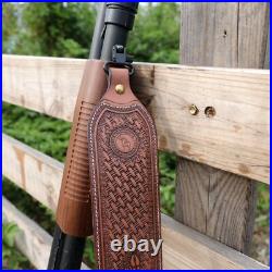 Vintage Leather Rifle Sling Gun Carry Strap Shooting Rest+ Pair Swivels