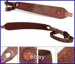 Vintage Leather Rifle Sling for Shotgun with Swivels and Thumb Loop Attachment