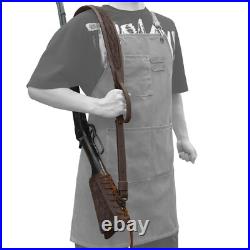 Vintage Leather Rifle Soft Sling with Stock Cover Set Shooting Hunting in Coffee
