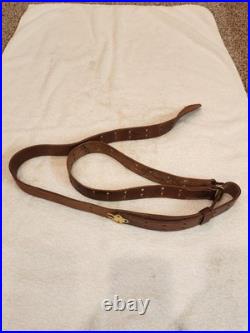Vintage M1907 Style Leather Rifle Sling HOYT 1917 Marked Brass Hardware