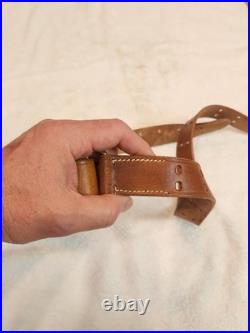 Vintage M1907 Style Leather Rifle Sling HOYT 1917 Marked Brass Hardware