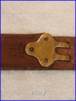 Vintage M1907 Style Leather Rifle Sling HOYT 1917 Marked Brass Hardware