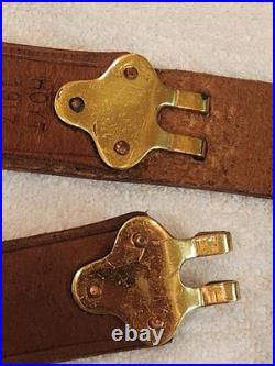 Vintage M1907 Style Leather Rifle Sling HOYT 1917 Marked Brass Hardware
