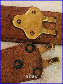 Vintage M1907 Style Leather Rifle Sling HOYT 1917 Marked Brass Hardware