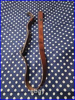 Vintage Marlin Marked Leather Buckle Rifle Sling With Swivels