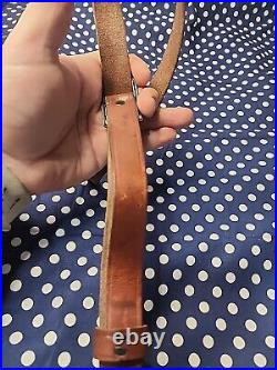 Vintage Marlin Marked Leather Buckle Rifle Sling With Swivels