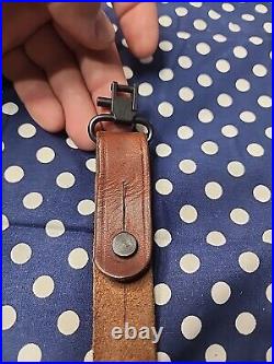 Vintage Marlin Marked Leather Buckle Rifle Sling With Swivels