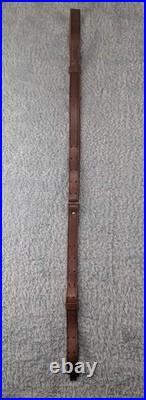 Vintage Military Style Brown Leather Adjustable 1 Rifle Sling Strap with 1 Swivel