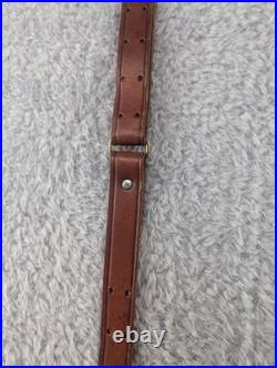Vintage Military Style Brown Leather Adjustable 1 Rifle Sling Strap with 1 Swivel