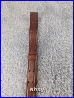 Vintage Military Style Brown Leather Adjustable 1 Rifle Sling Strap with 1 Swivel