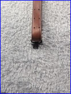 Vintage Military Style Brown Leather Adjustable 1 Rifle Sling Strap with 1 Swivel