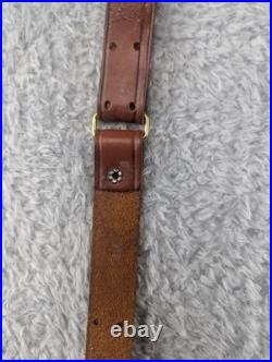 Vintage Military Style Brown Leather Adjustable 1 Rifle Sling Strap with 1 Swivel
