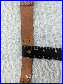 Vintage Military Style Brown Leather Adjustable 1 Rifle Sling Strap with 1 Swivel