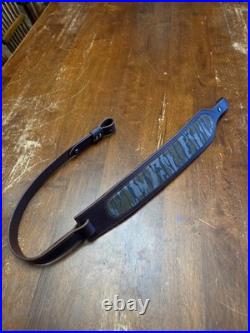 Vintage Mossy Oak Hill Country Camo Amish Made Adjustable Leather Gun Sling Read