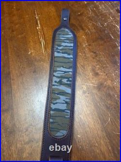 Vintage Mossy Oak Hill Country Camo Amish Made Adjustable Leather Gun Sling Read