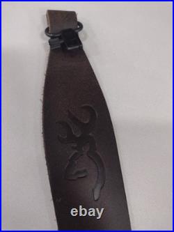 Vintage NEW Browning Hunting 2 Point Brown Leather Rifle Sling With Metal Swivels