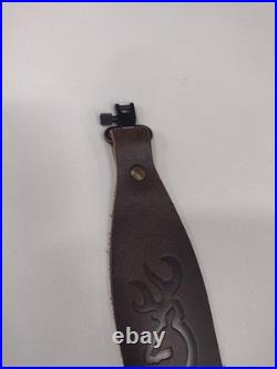 Vintage NEW Browning Hunting 2 Point Brown Leather Rifle Sling With Metal Swivels