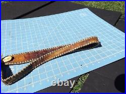 Vintage Old Handmade Custom Treated Leather Sinew Type Rifle Sling Lot #1