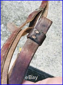 Vintage Old Original Rifle Leather Sling Strap Buckle