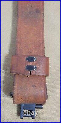 Vintage Original Marlin Marked Leather Buckle Rifle Sling With Swivels