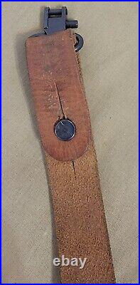 Vintage Original Marlin Marked Leather Buckle Rifle Sling With Swivels