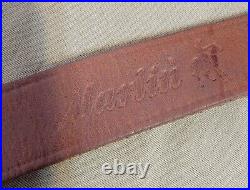 Vintage Original Marlin Marked Leather Buckle Rifle Sling With Swivels