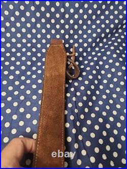 Vintage Orvis Leather Stitched Suede Backed Buckle Rifle Sling No Swivel Trap