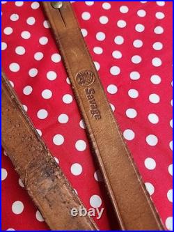 Vintage Savage Marked Leather Buckle Rifle Sling. 22 Sling Rifle Sling