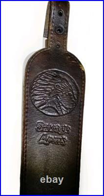 Vintage Savage stamped Brown Leather Rifle Sling missing metal connectors 42