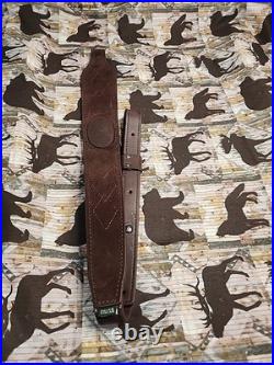 Vintage Suede Whitetail Diamond Stitched Field & Stream Leather Rifle Sling