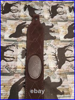 Vintage Suede Whitetail Diamond Stitched Field & Stream Leather Rifle Sling