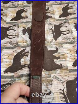 Vintage Suede Whitetail Diamond Stitched Field & Stream Leather Rifle Sling