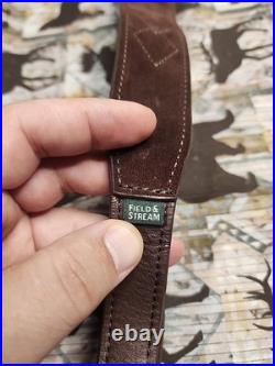 Vintage Suede Whitetail Diamond Stitched Field & Stream Leather Rifle Sling