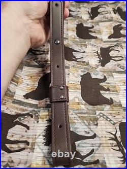 Vintage Suede Whitetail Diamond Stitched Field & Stream Leather Rifle Sling