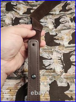 Vintage Suede Whitetail Diamond Stitched Field & Stream Leather Rifle Sling