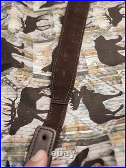 Vintage Suede Whitetail Diamond Stitched Field & Stream Leather Rifle Sling