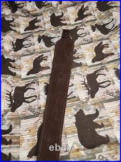 Vintage Suede Whitetail Diamond Stitched Field & Stream Leather Rifle Sling